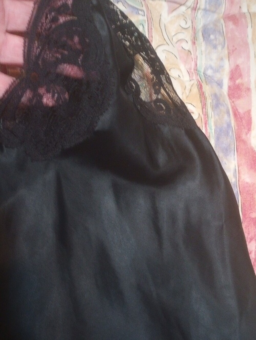 Black Satin Lace Cami Top - Picture 4 of 5
